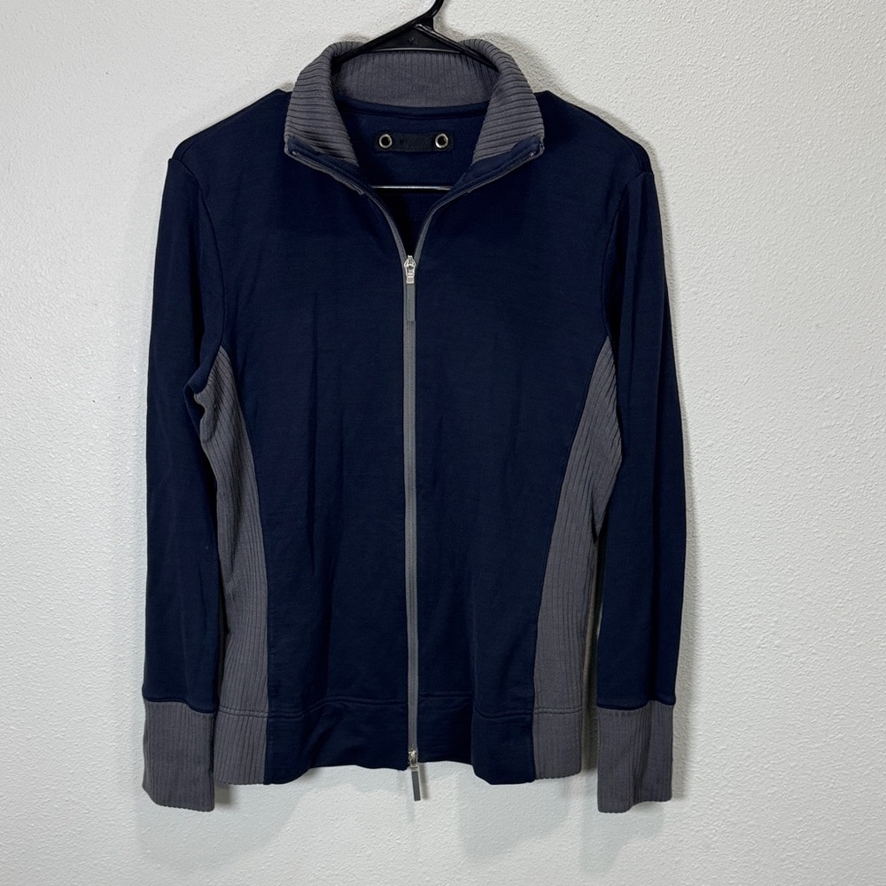 Icebreaker Navy Zip-Up jacket Sweater with Gray Trim